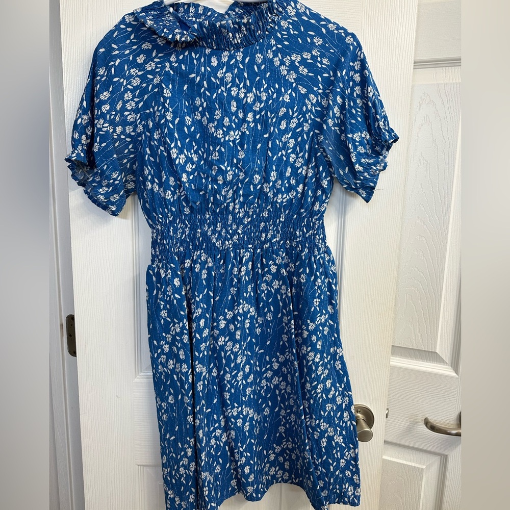 Hayden - Blue Floral Smocked Dress - Medium